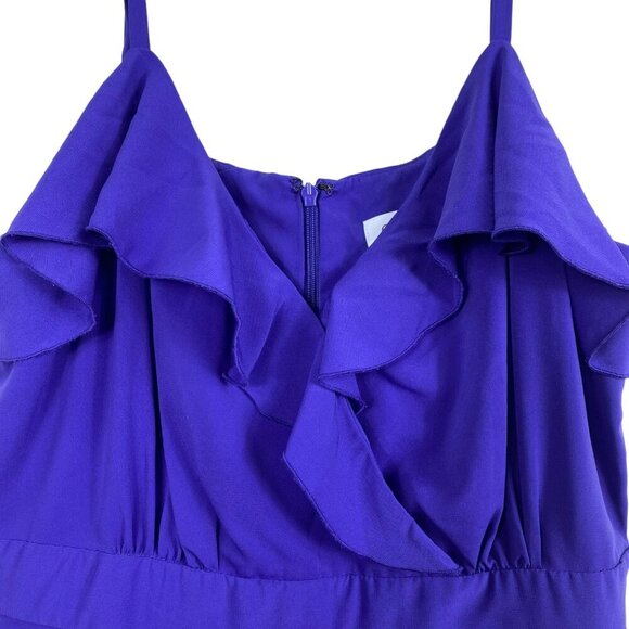 Calvin Klein Womens Purple Ruffled Sleeveless Midi Dress Back Zip Closure Side S - Picture 5 of 10